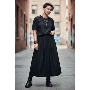 Vintage Michael Simon Black Wool Pleated Skirt Women's Medium Est 28" Waist